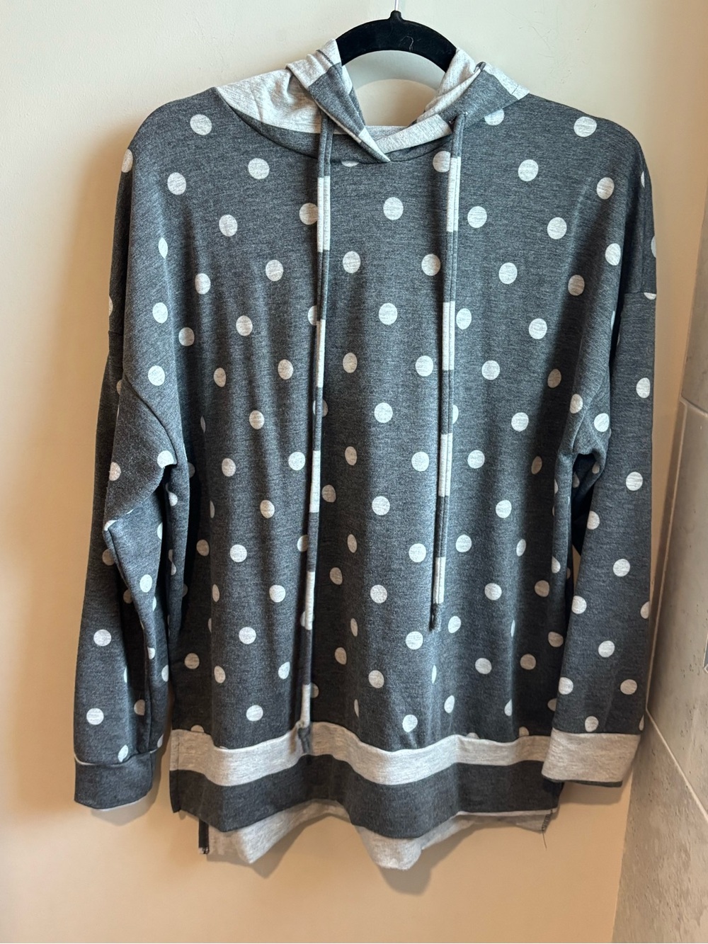 white birch Gray Polka Dot Hooded Pullover